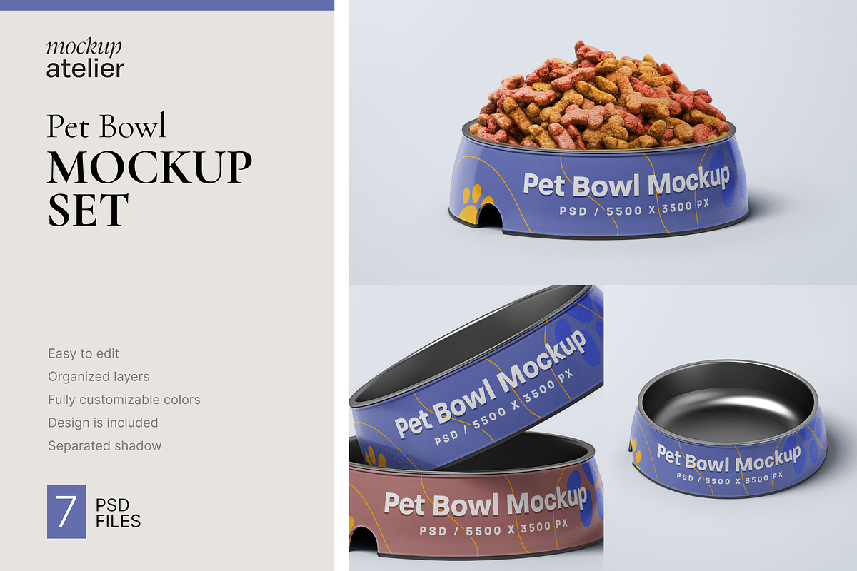 Pet Bowl Mockup Set, a Cups & Container Mockup by mockupatelier (Photo 1 of 10)