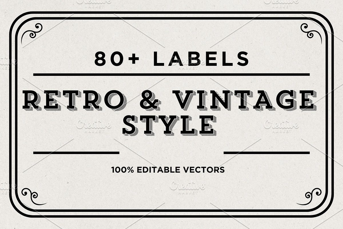 80+ Retro & Vintage Style Labels, a Branding & Logo Template by ThePhoton (Photo 1 of 9)