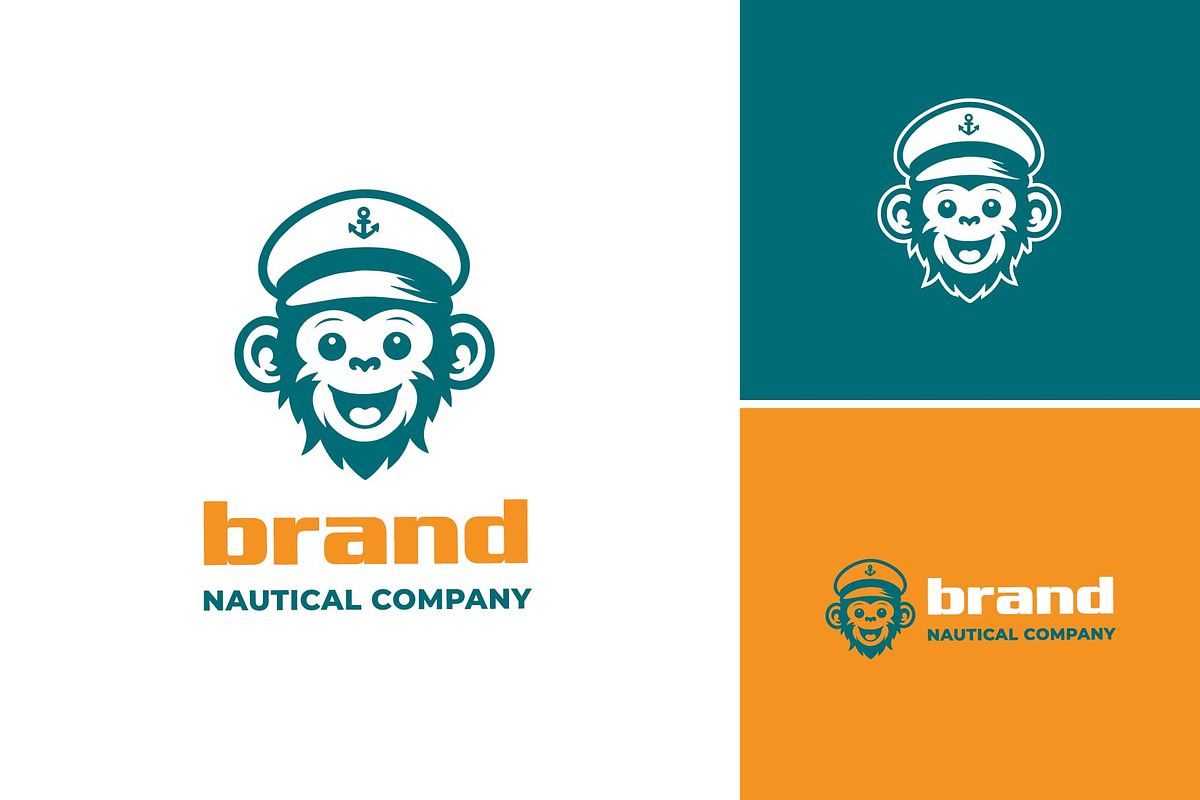 Monkey Wear Captain Hat Logo, a Branding & Logo Template by funpixel