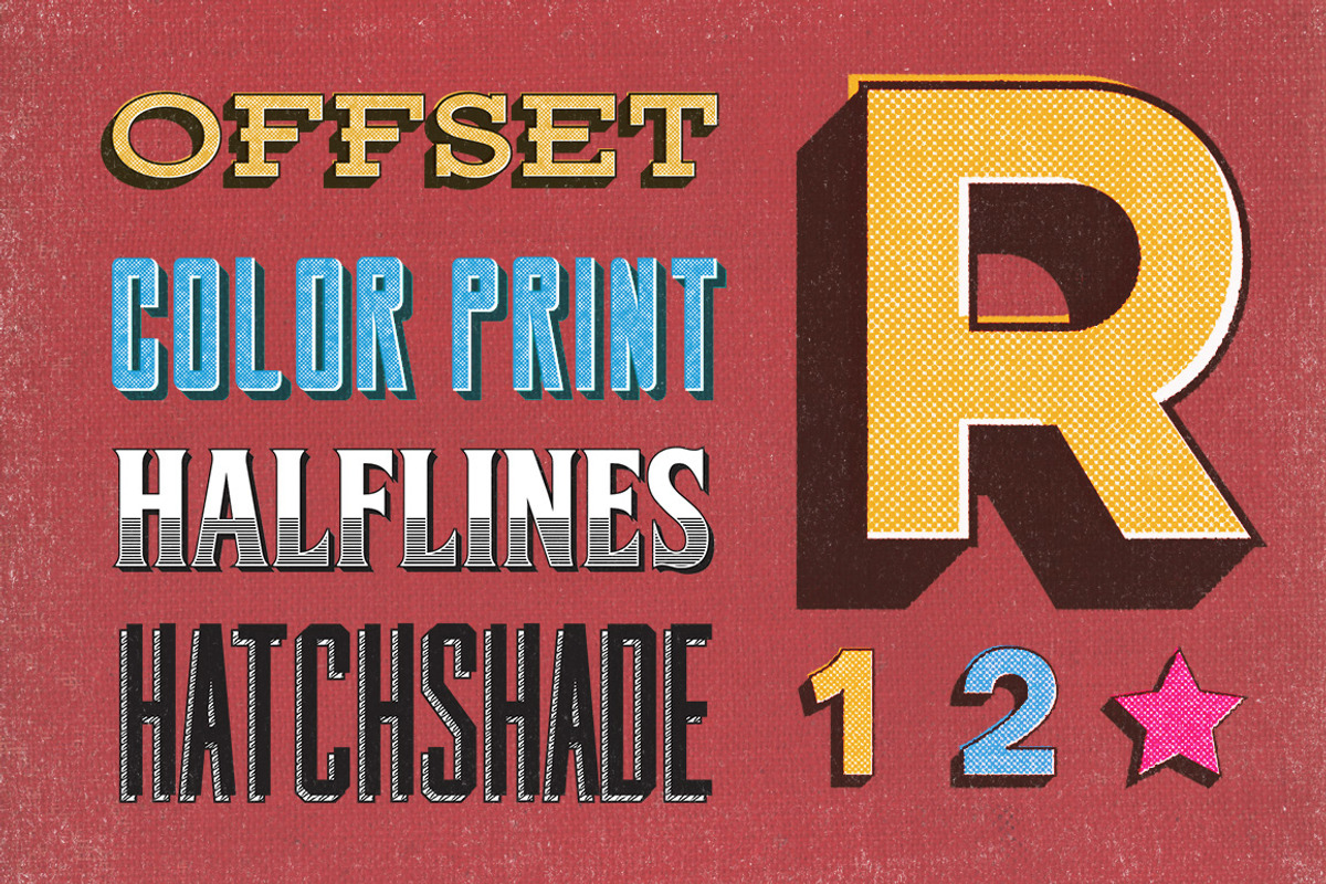 17 Old Type Graphic Styles, a Layer Style Add-On by Type Box (Photo 7 of 9)
