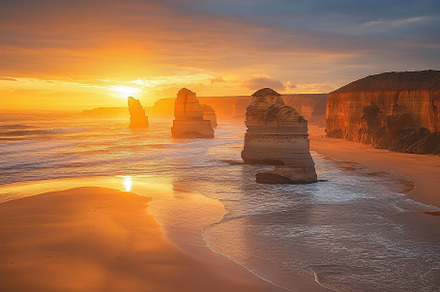 Scenic sunset along Great Ocean Road, a Photo by Iftikhar Alam