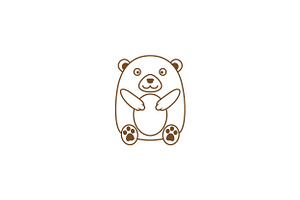 lines cute baby bear smile logo, a Branding & Logo Template by devastd