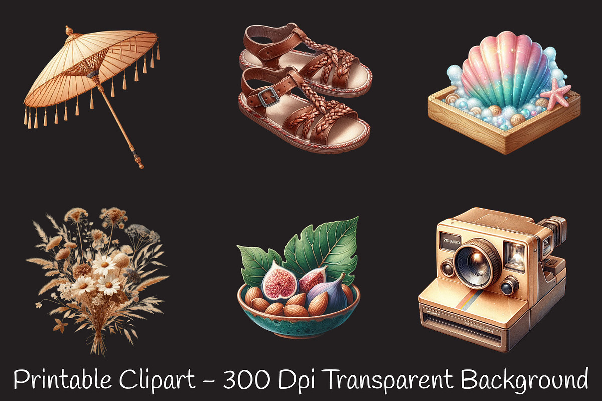 Brown Aesthetic Summer Clipart, an Illustration by RobertsArt (Photo 2 of 7)