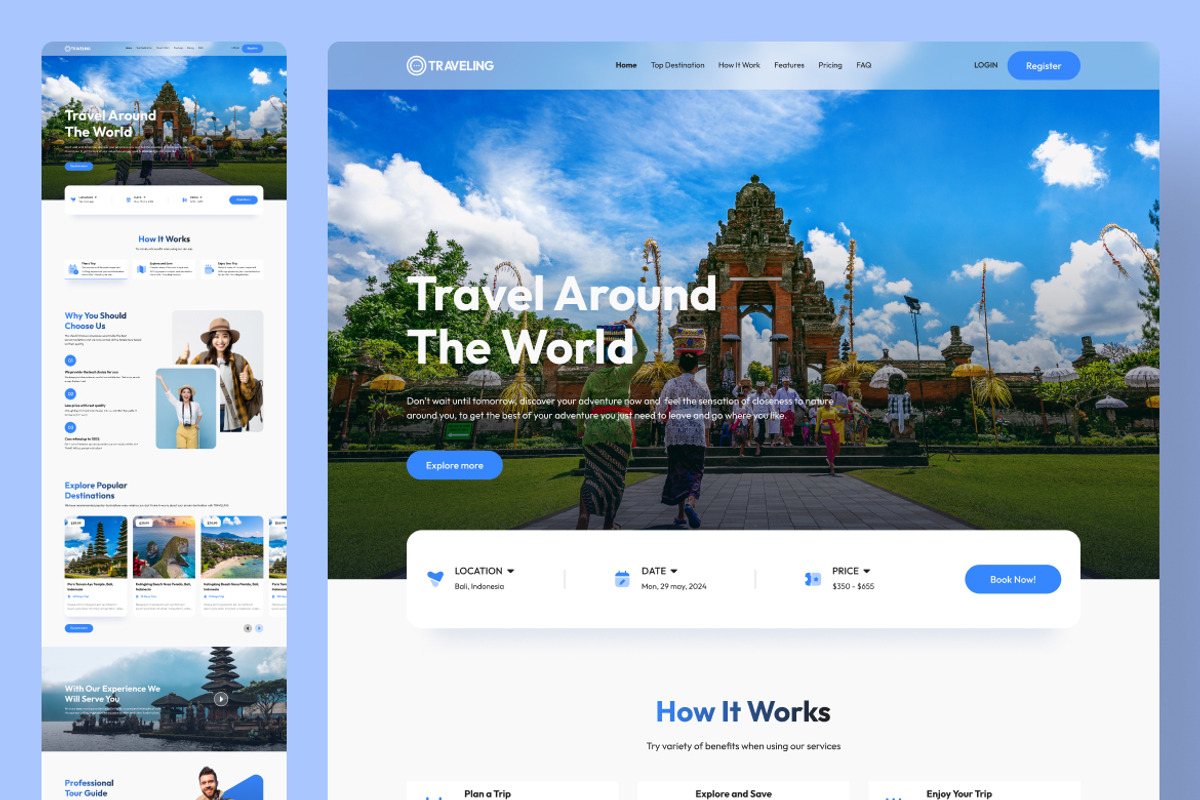World Travel Web Landing Page, a Landing Page Template by UICreative (Photo 3 of 4)