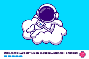 Cute Astronaut Sitting On Cloud