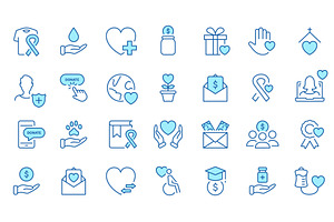 Charity and Donation Linear Icons, an Object Illustration by Vector Creator