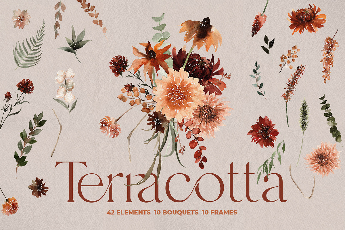 Watercolor Flower -Terracotta Floral, an Illustration by Beigetime (Photo 1 of 13)