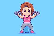 Cute Woman Workout With Dumbell, a Person Illustration by Catalyst Labs (Thumbnail 1 of 3)