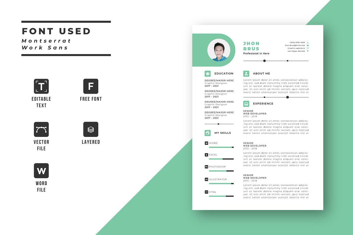 Simple Resume/CV, a Resume Template by Izalsye (Photo 4 of 5)