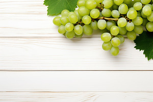 Ripe green grape on wooden background, a Food & Drink Photo by AlyaAnd