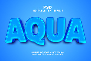 Aqua PSD 3d Editable Text Effect