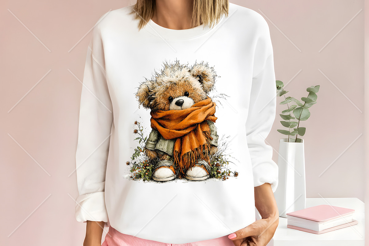 Whimsical Autumn Teddy Bear Clipart, a Seasonal Illustration by Canvas Craft (Photo 6 of 10)