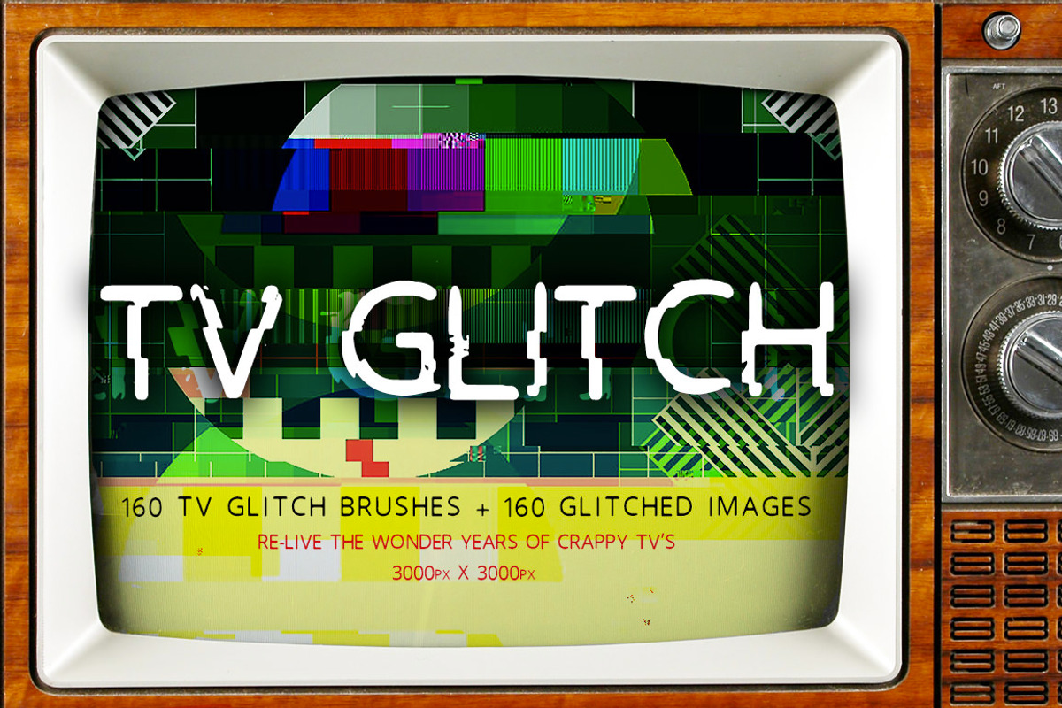 TV Glitch Brushes + FREE image files, a Brush Add-On by Big Blond Bear (Photo 1 of 5)