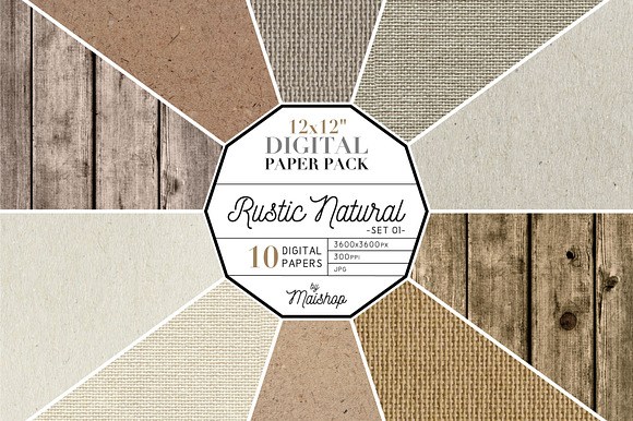 Digital Paper Pack Rustic Natural preview 4