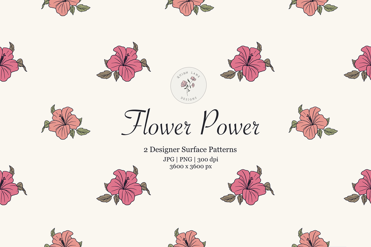 Pink Hibiscus Surface Pattern, a Pattern Graphic by Quinn Lane Designs (Photo 1 of 5)