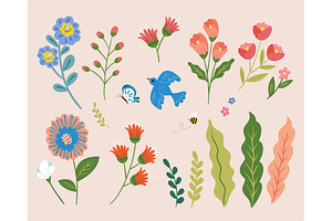 Cute Doodle Style Flower Collection