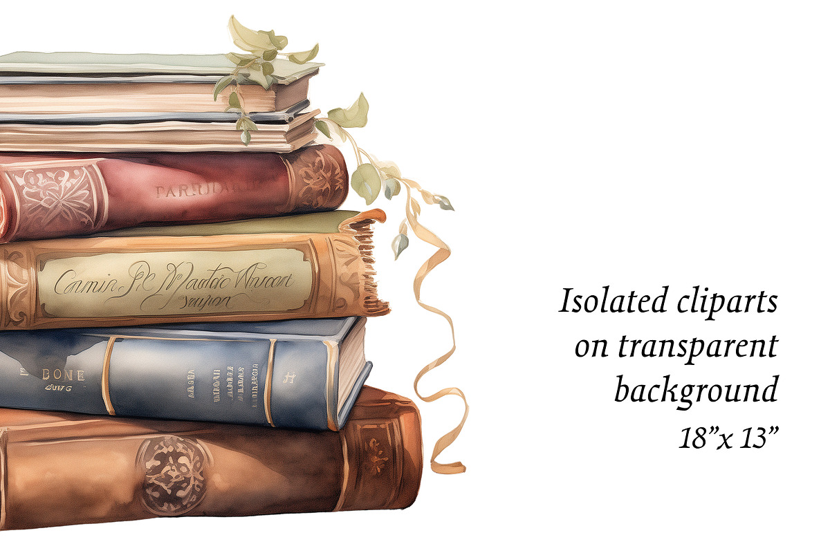 Watercolor books old vintage clipart, an Object Graphic by Naty Art (Photo 3 of 4)