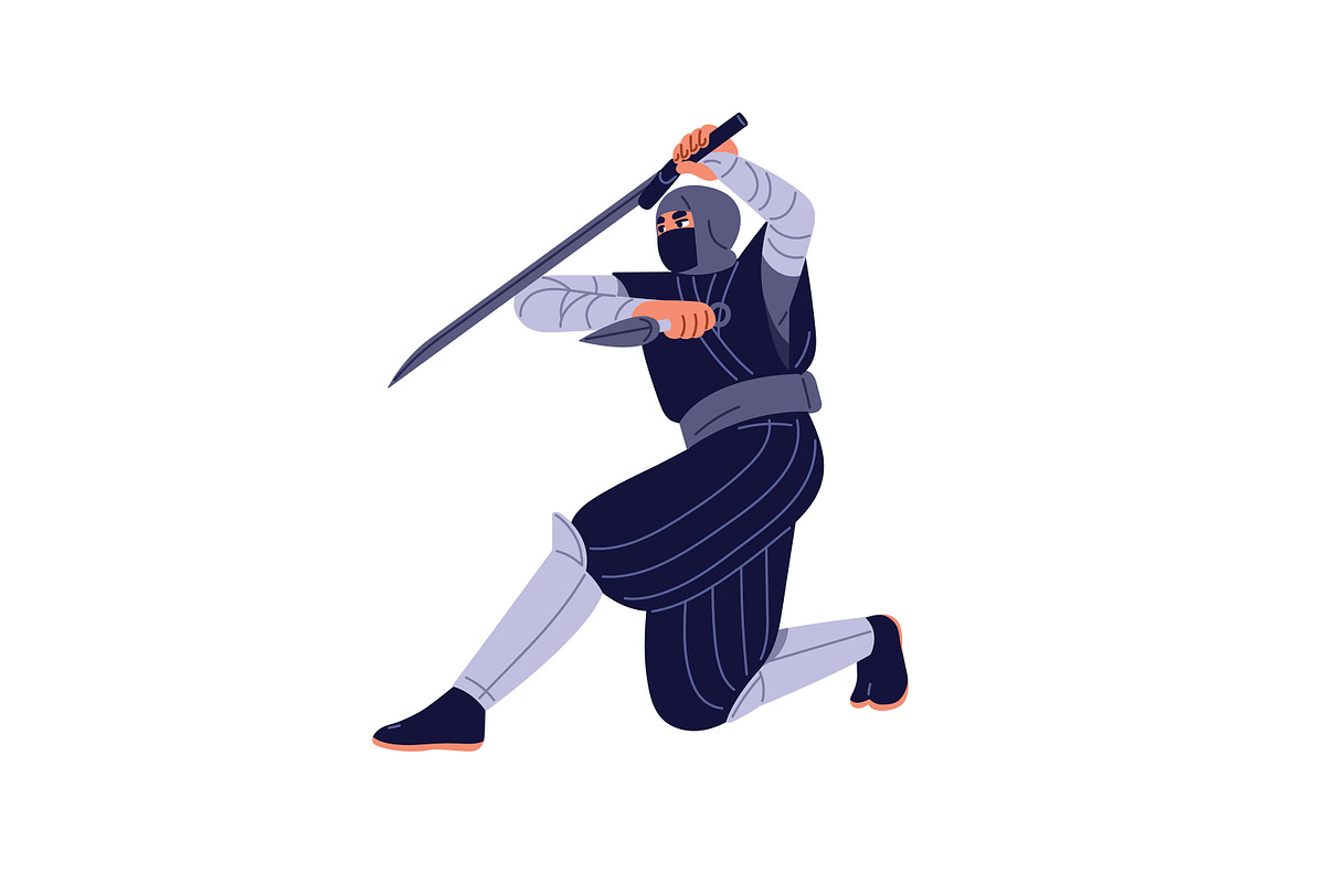 Ninja, shinobi, Asian warriors set, a Person Illustration by PaperTrident (Photo 4 of 16)