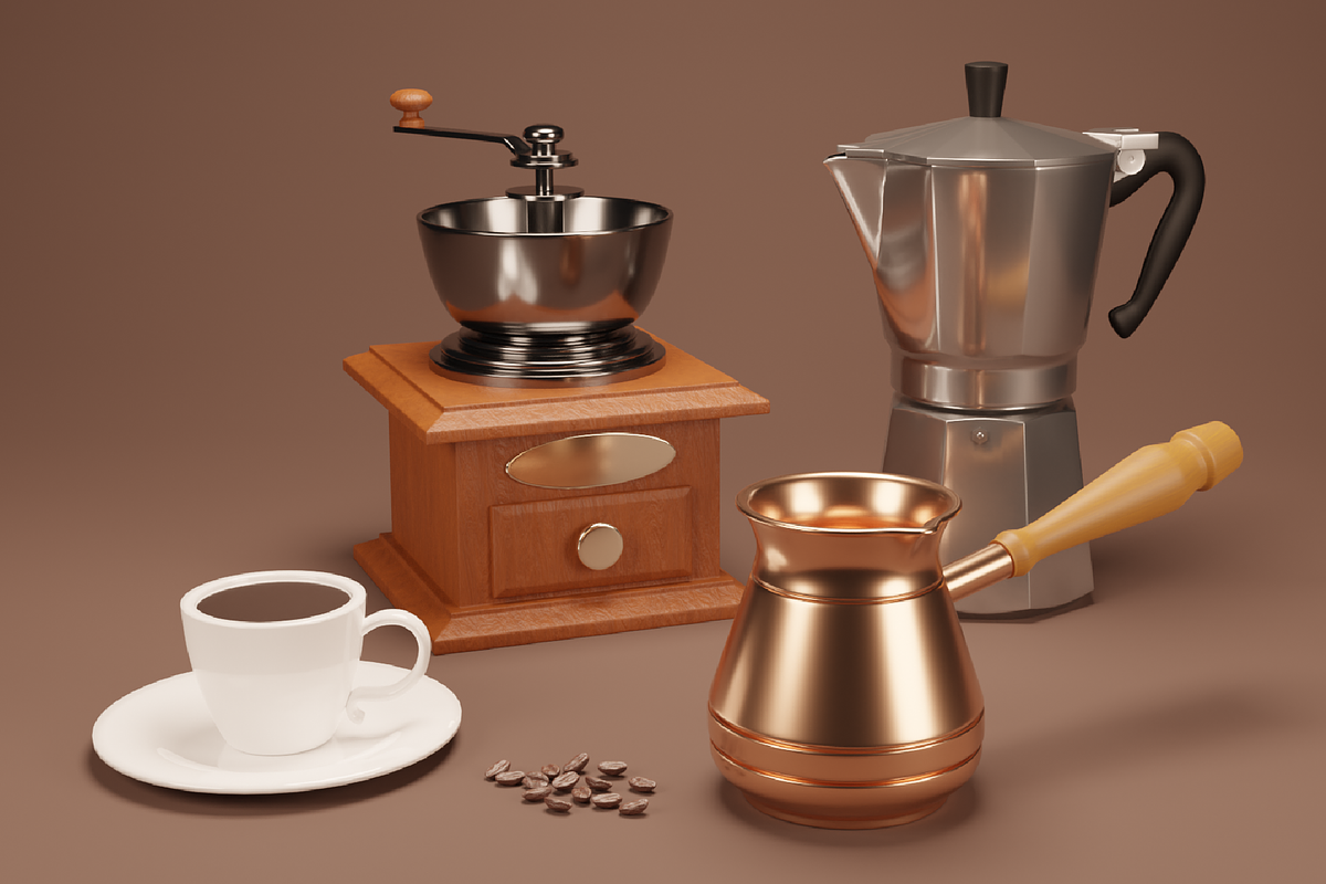 3D set of objects for making coffee., a Food & Drink 3D Model by FoxyDraw (Photo 2 of 5)