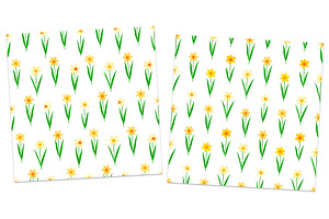 Daffodils Flowers Seamless Patterns