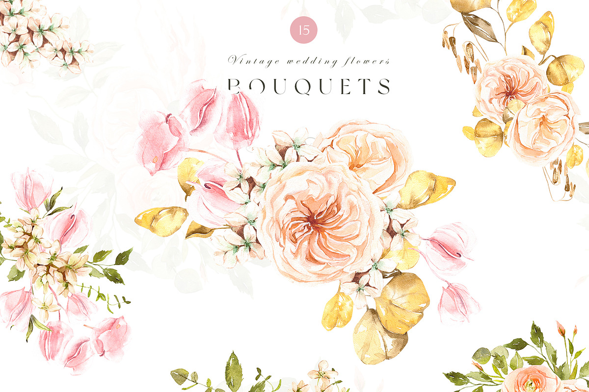 Watercolor wedding flowers, a Seasonal Illustration by MariGraphic boutique (Photo 3 of 10)