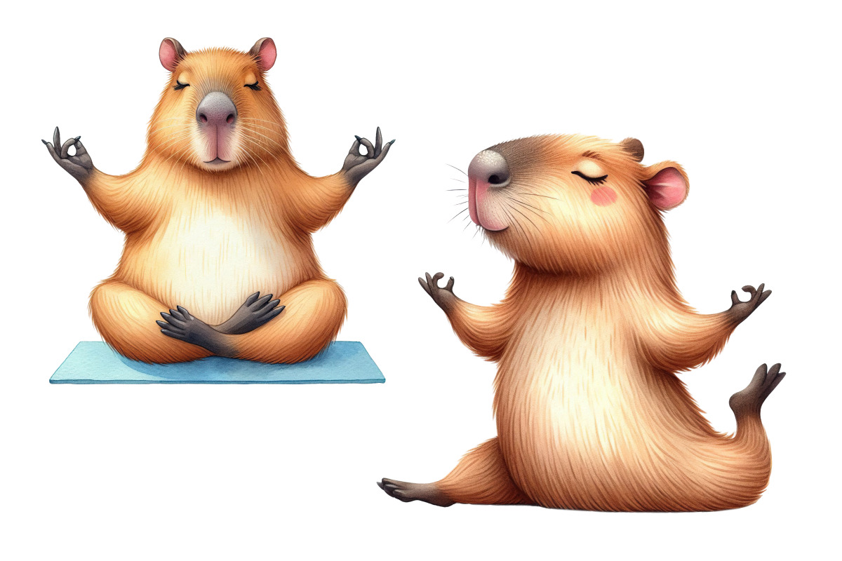 Capybaras yoga PNG collection, an Animal Illustration by Whimsy Brush Studio (Photo 3 of 9)