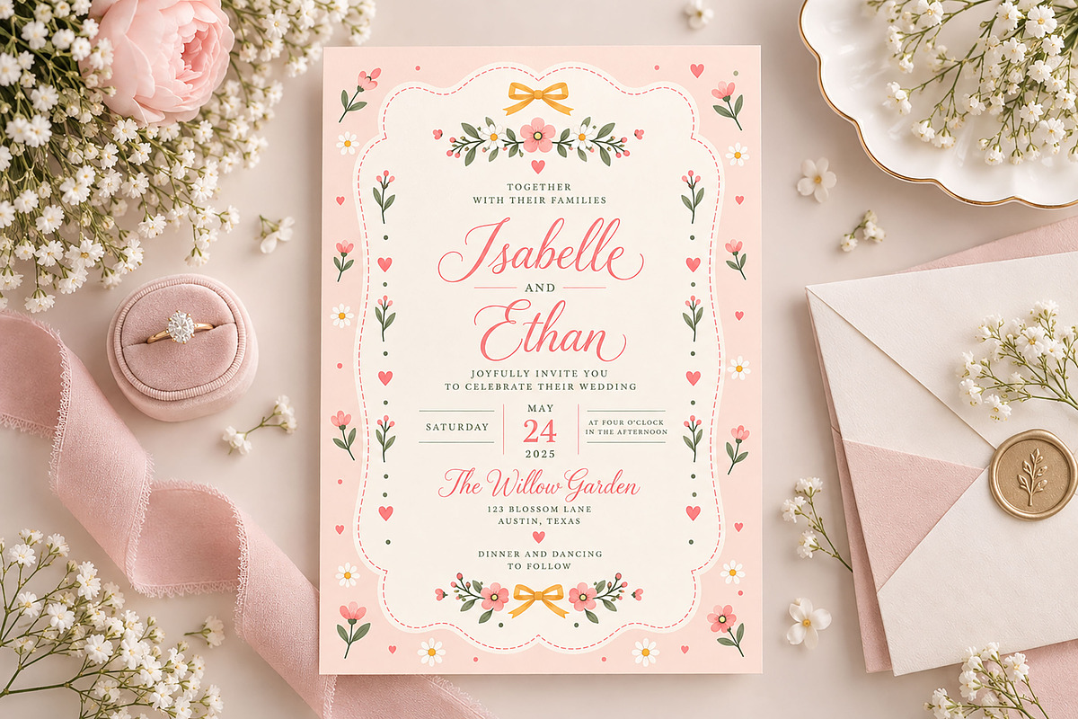 Cottagecore Floral Invitation Frames, a Background Graphic by by creative paper (Photo 2 of 10)