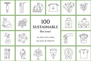 Sustainable & Zero Waste Icon Set, an Outline Icon by NatalieArtShop