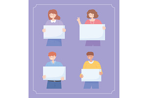 young people placards, a Person Illustration by studiogstock