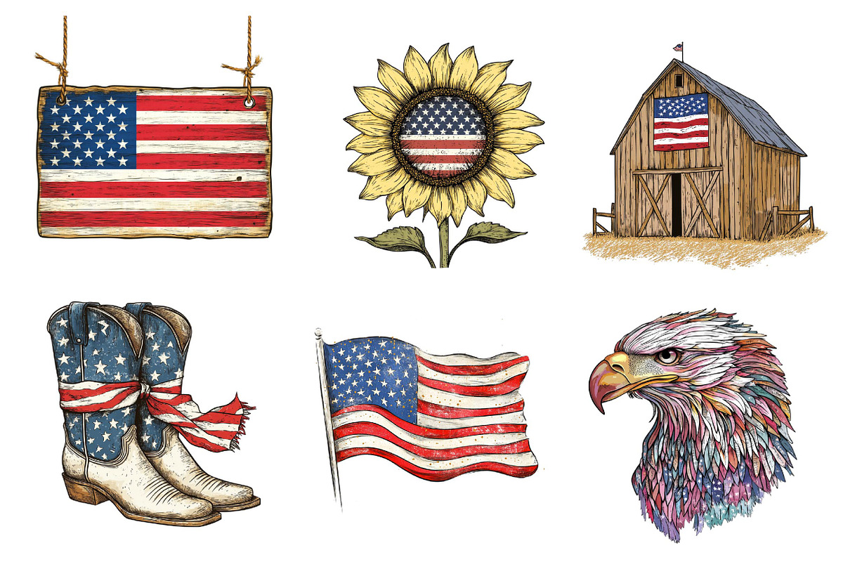 American Flag Sublimation Design, an Illustration by CreationArt (Photo 5 of 5)