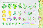 Saint Patrick Watercolor Clip arts, a Texture Illustration by CpandoShop (Thumbnail 2 of 6)