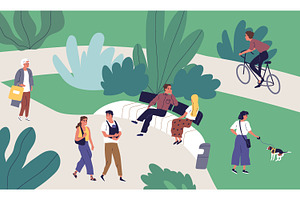 People walking in city park, a Person Illustration by Good Studio