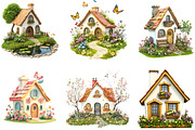 Spring Little Cottage Clipart, an Illustration by Designking (Thumbnail 3 of 5)