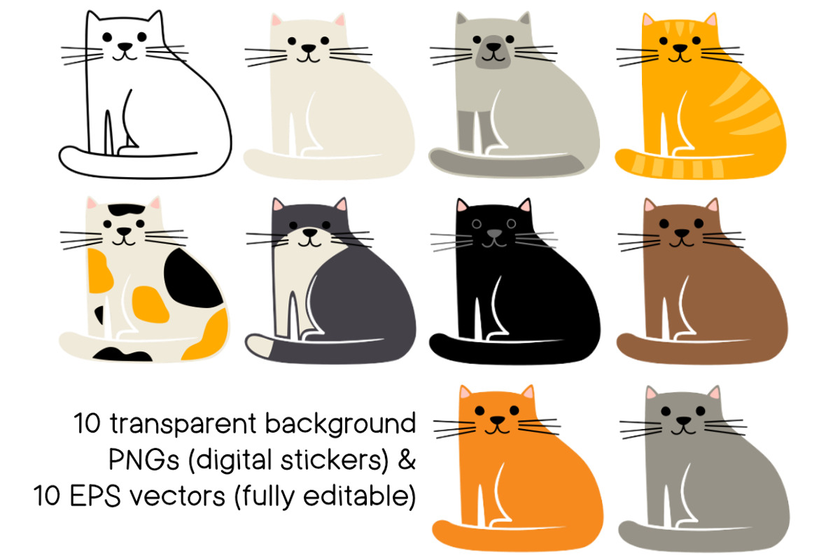 Cats of Every Color EPS SVG PNG, an Animal Illustration by JennArtDesigns (Photo 2 of 3)