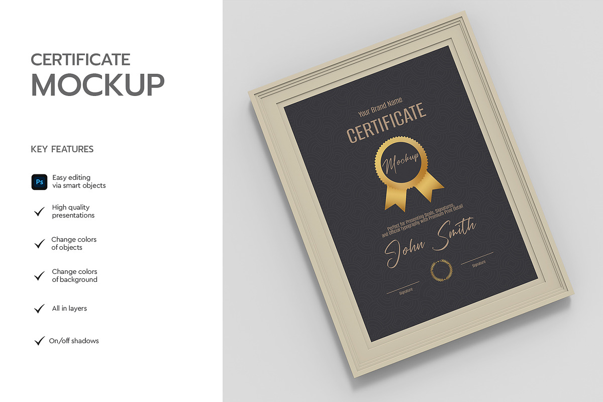 Certificate Mockup Frame Template, a Product Mockup by graphypix (Photo 2 of 4)