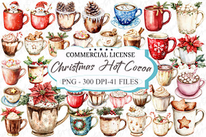 Cute Christmas Hot Cocoa Cup Clipart, an Illustration by designcity5