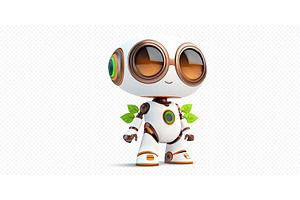 Cute robot character with friendly, a Technology Illustration by ZinetroN