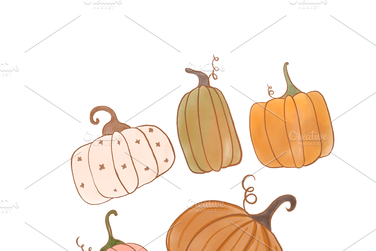 Fall pumpkin hand drawn png set, a Seasonal Illustration by RimzStudio (Photo 2 of 3)