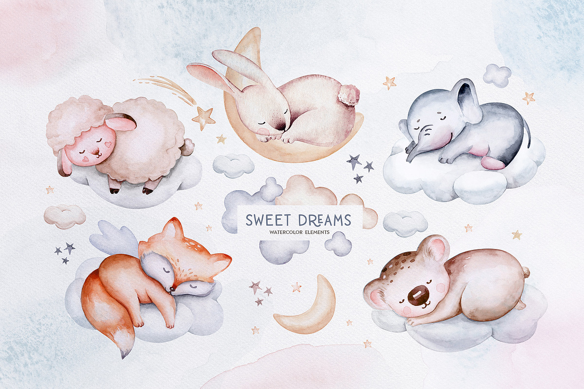 Sweet dreams watercolor collection, an Animal Illustration by Peace ART (Photo 2 of 17)
