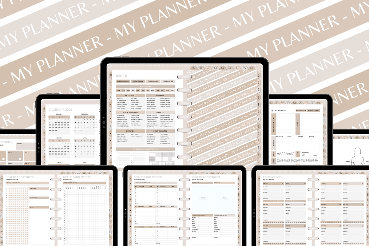 Beige Digital Planner Mega Bundle, a Templates & Theme by SunshineStudioBoutique (Photo 10 of 11)