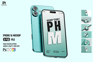 iPhone 16 Mockup, an iPhone Mockup by pixelmock