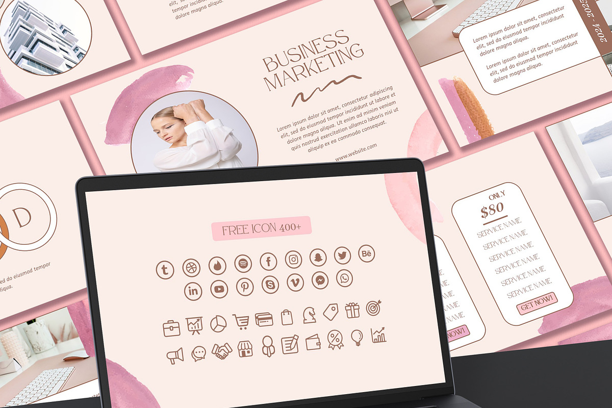 Brush Pink Powerpoint Template, a Presentation Template by SKY CREATION (Photo 6 of 6)