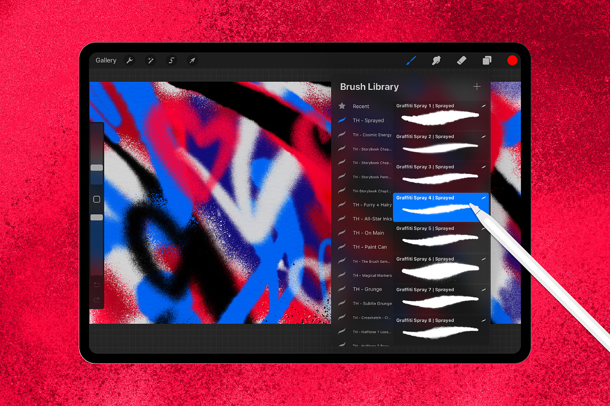 Sprayed Paint Procreate Brushes, a Brush Add-On by Tim Hankins Design (Photo 2 of 5)