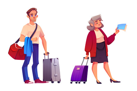 People travel with suitcase. Woman, a Person Illustration by art PVP - market