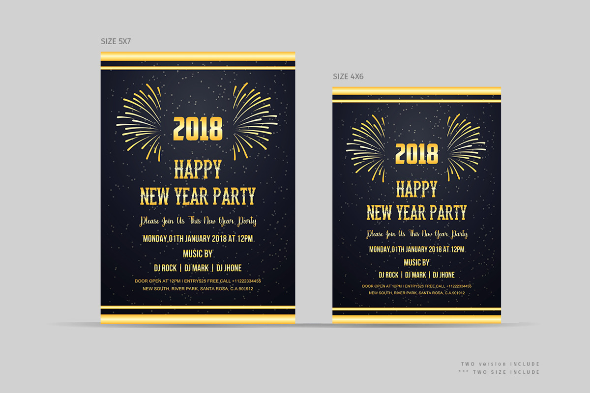 Happy New Year 2018 Invitations, a Card Template by Madhabi Studio (Photo 2 of 5)