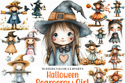 Halloween Scarecrow Girl Clipart, an Illustration by Craft Nest (Thumbnail 1 of 6)