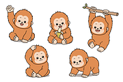 Baby Orangutan Set Collection, an Animal Illustration by Artpon Illustration (Thumbnail 2 of 3)