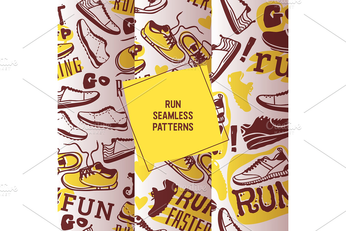 Run faster set of seamless patterns, a Healthcare Illustration by Vectorstockersland