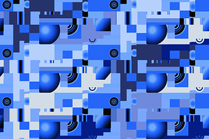 Blue Techno Modern Art Seamless, a Pattern Graphic by Sharon Schwalbe