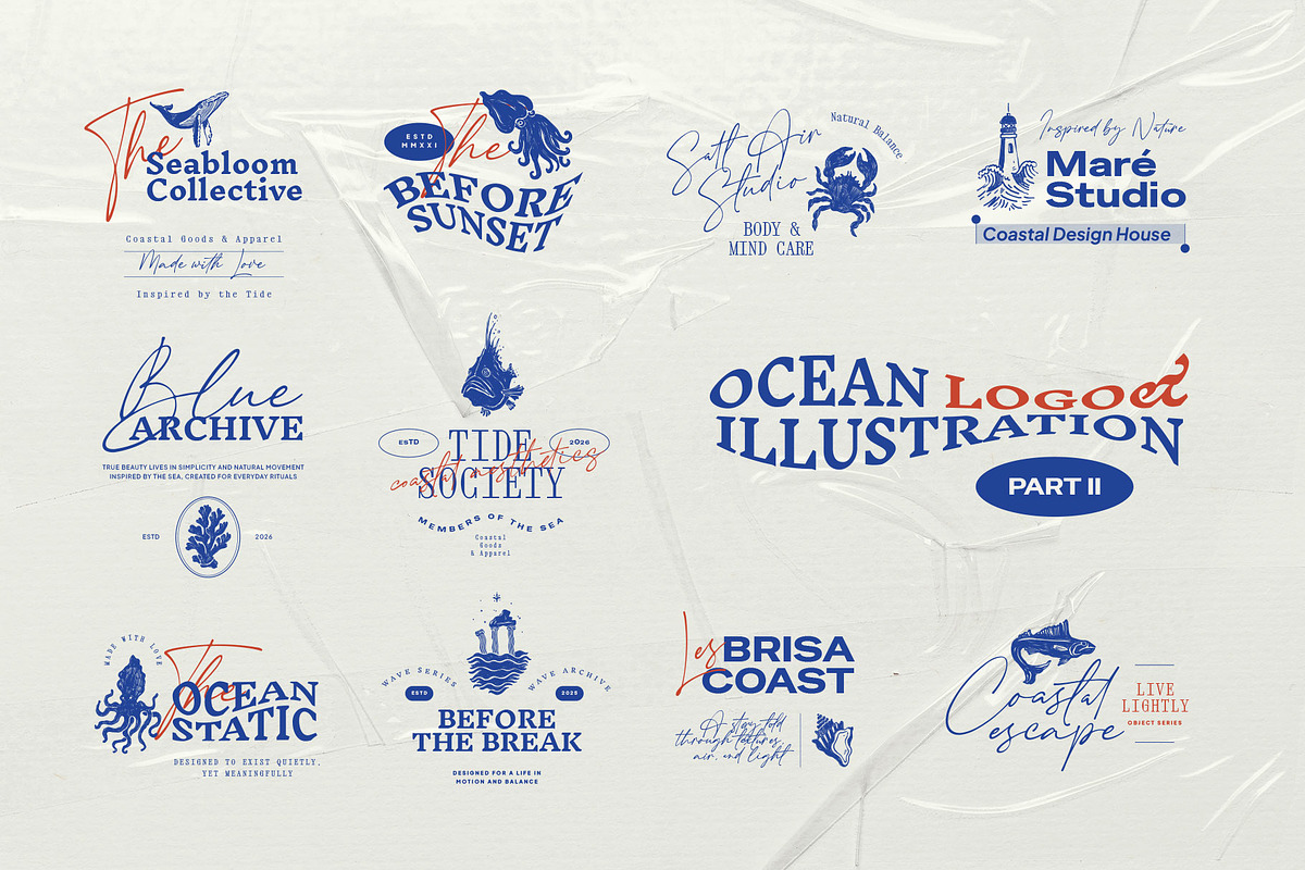 Ocean | Logo & Illustration Kit P2, a Branding & Logo Template by KetteCreate (Photo 1 of 22)